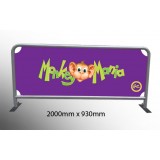 2m x 0.93m - Silver Round Tube Cafe Wind Barrier with Print